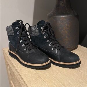 TOMS Black Boots with Knit Accent